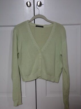 Brandy Melville Light Green V-Neck Button Cardigan